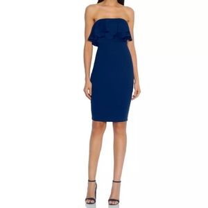 NWT SUSANA MONACO Double Ruffle Strapless Dress in Midnight Size Large